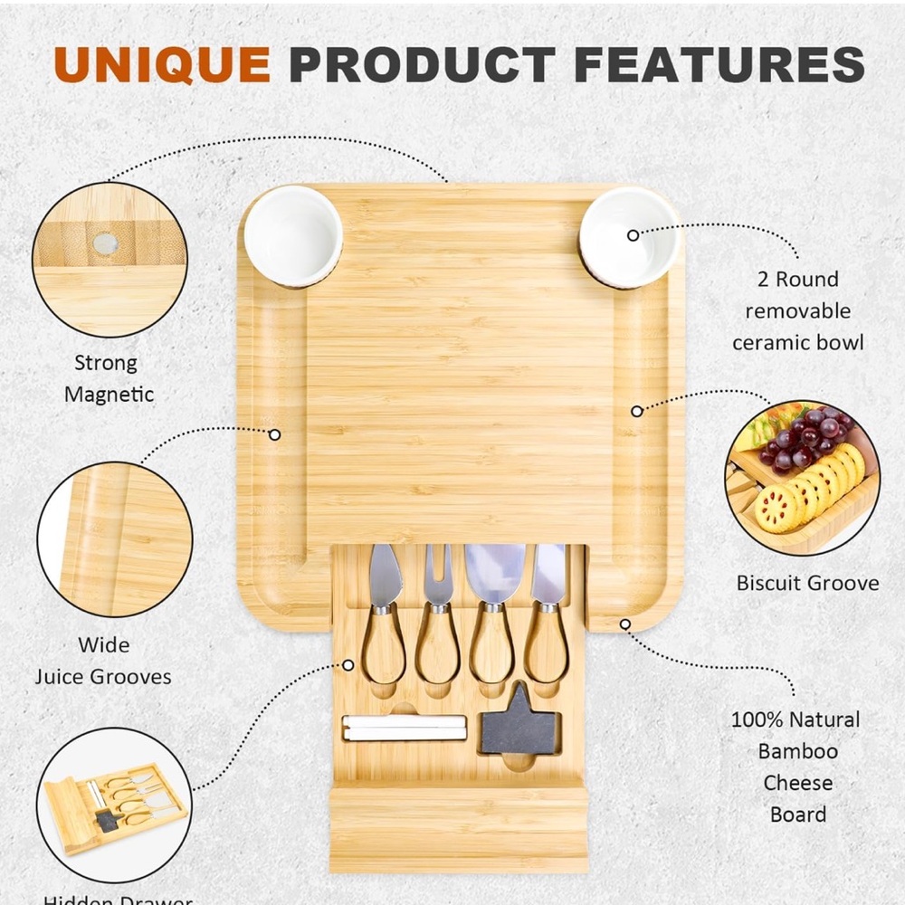 Sergio's 6pc Charcuterie Boards & Knife Set NWT!! - Picture 3 of 8